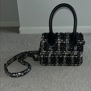 Black and White Tweed Handbag